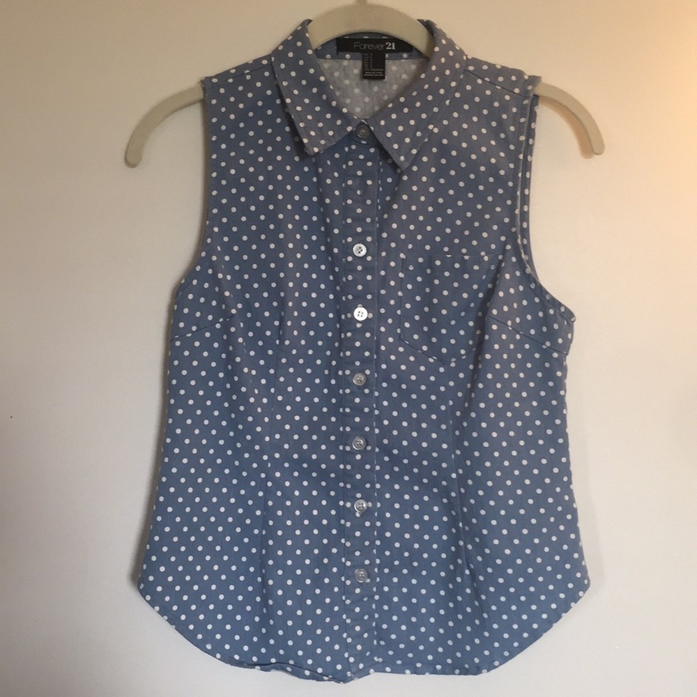 Women’s Chambray Polka Dot Tank Top